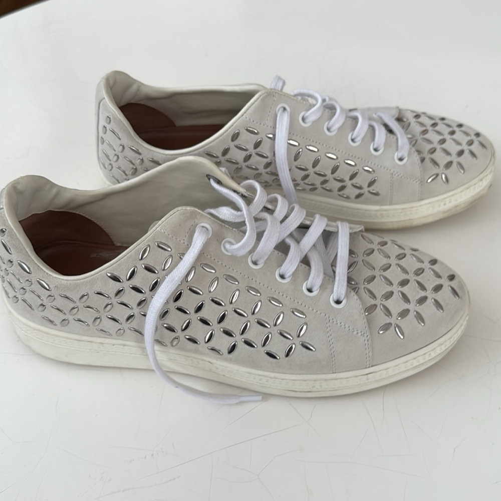 NIB Alaia White Lace-Up Sneakers with metal stud  Design - Picture 4 of 7
